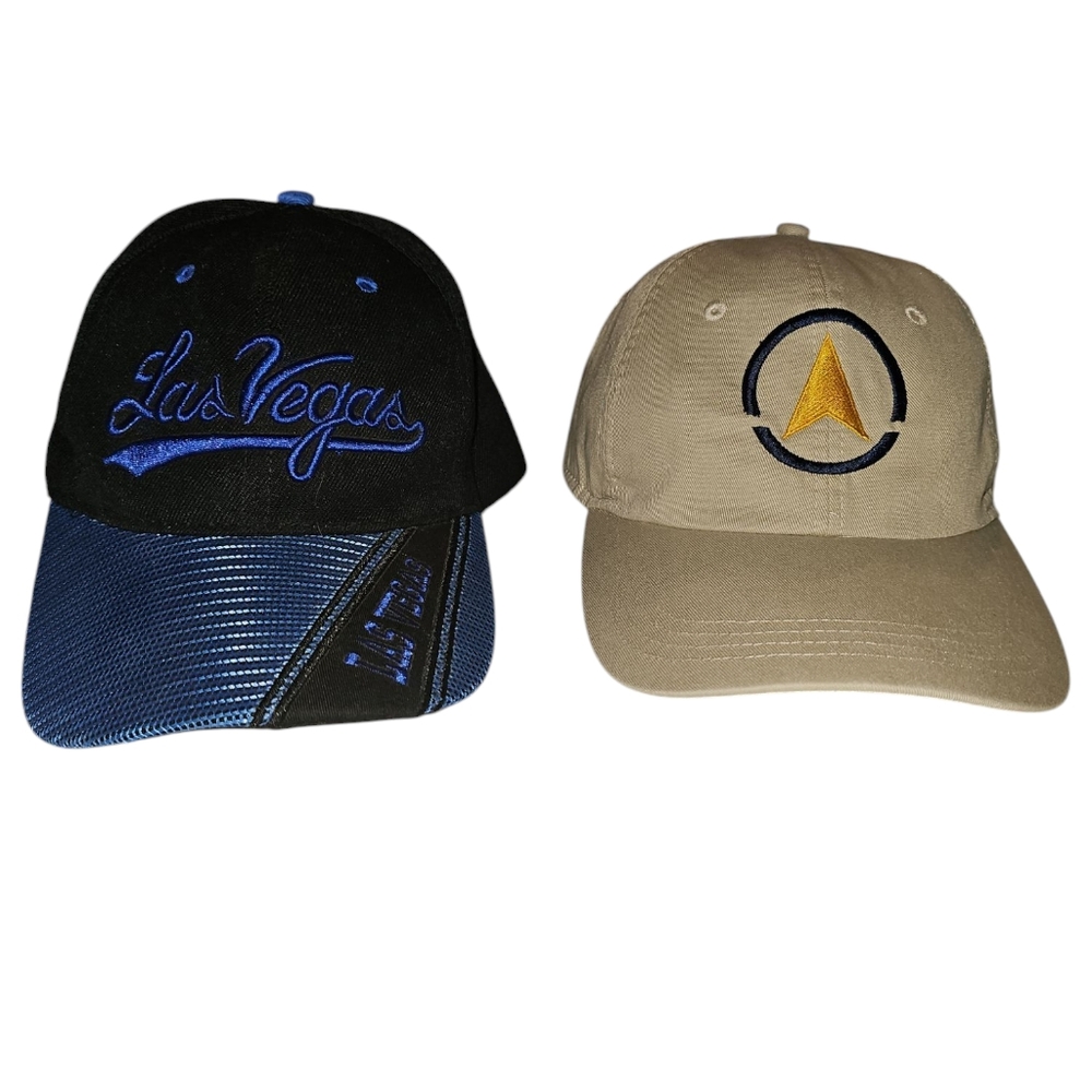 Two Caps Attractive Adjustable Size Blue and Tan